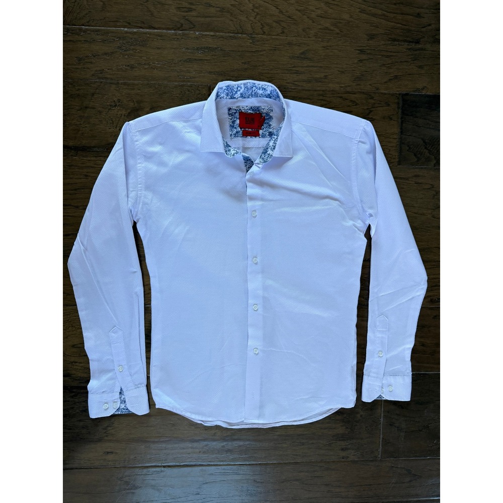Elie Balleh Milano Italy Mens Slim Fit Textured Button Down Shirt Paisley Preppy